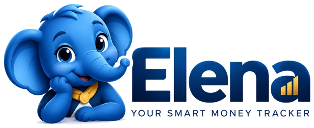 The Elena logo: Elena the elephant beside the Elena wordmark and the line Your Smart Money Tracker