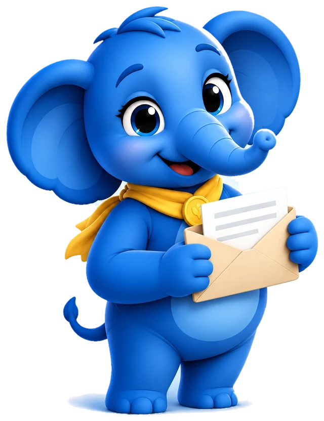 Elena holding a bill envelope